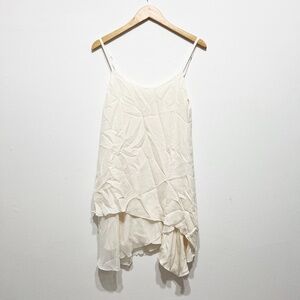 Alice And Olivia Silk Chiffon Ruffle Overlay Mini Pullover Dress White M